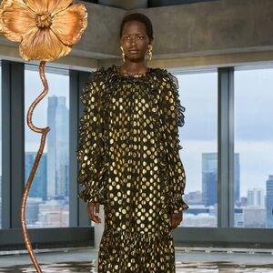 Ulla Johnson Celestina Black and Gold Long Sleeve Dress NWT